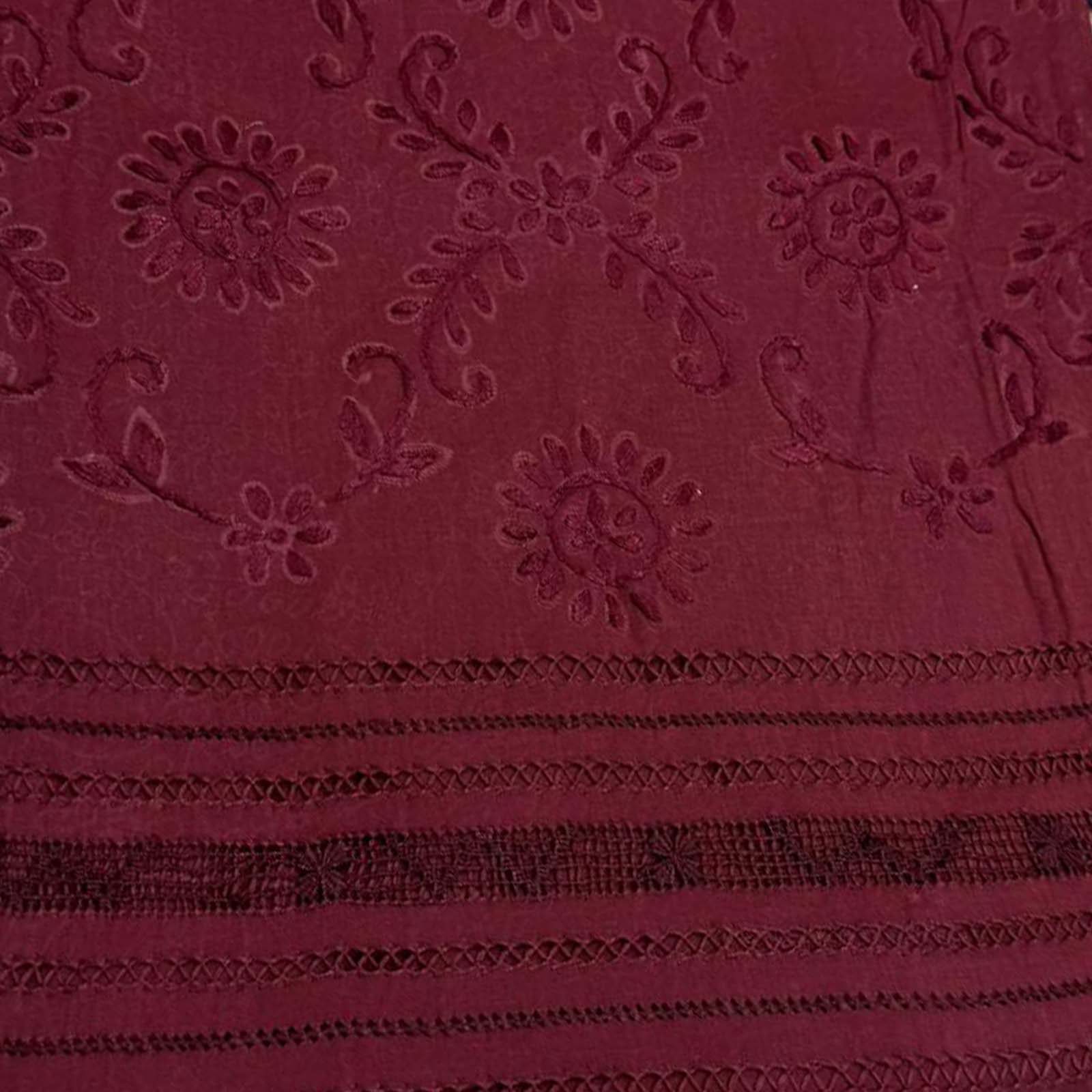 Scarlet Burgundy bareeza lawn tarkashi paka tanka Hand embroidery trousers